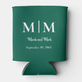 Emerald Green Monogram & Names Wedding Can Cooler Dosenkühler (Vorderseite)