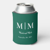 Emerald Green Monogram & Names Wedding Can Cooler Dosenkühler (Kanne Rückseite)