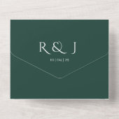 Emerald Green Monogram QR Code Hochzeitdatum All In One Einladung (Rückseite)