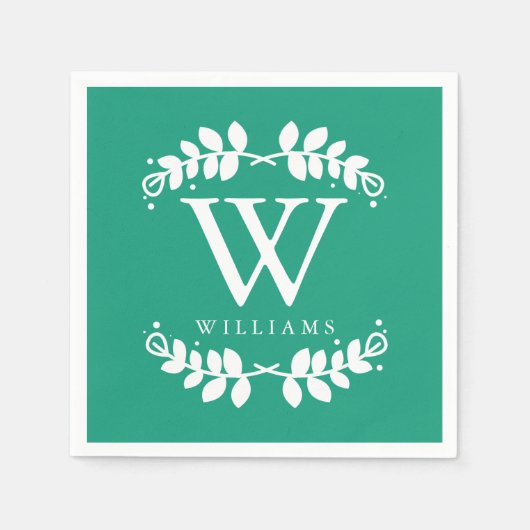 Emerald Green Monogram Serviette (Vorderseite)