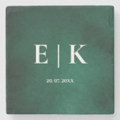 Emerald Green Monogram Steinuntersetzer (Vorderseite)