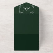 Emerald Green Monogram und Arrows Wedding All In One Einladung (Außenbereich)