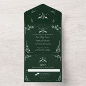 Emerald Green Monogram und Arrows Wedding All In One Einladung (Innen Boden)