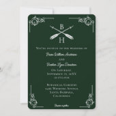 Emerald Green Monogram und Arrows Wedding Einladung (Vorderseite)