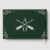 Emerald Green Monogram und Arrows Wedding Gästebuch (Rückseite)