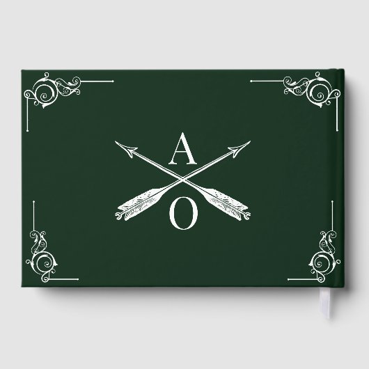 Emerald Green Monogram und Arrows Wedding Gästebuch (Rückseite)