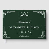 Emerald Green Monogram und Arrows Wedding Gästebuch (Vorderseite)