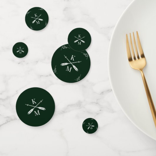 Emerald Green Monogram und Arrows Wedding Konfetti (Gruppe)