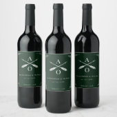 Emerald Green Monogram und Arrows Wedding Weinetikett (Flaschen)