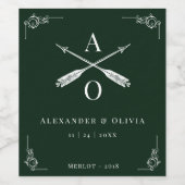 Emerald Green Monogram und Arrows Wedding Weinetikett (Einzelnes Label)