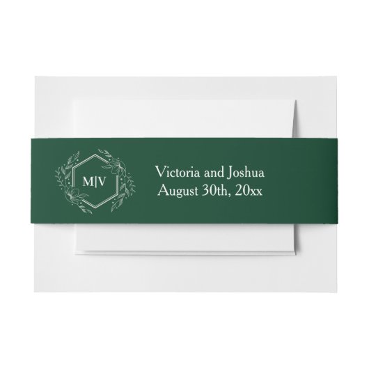 Emerald Green Monogram Wappen Einladungsbanderole (Vorderseite Beispiel)