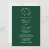 Emerald Green Monogram Wappen Hochzeitseinladung Einladung (Vorderseite)
