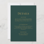 Emerald Green Monogram Wedding Details Card Einladung (Vorderseite)