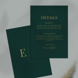 Emerald Green Monogram Wedding Details Card Einladung