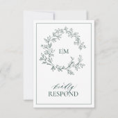 Emerald Green Monogram Wedding RSVP Card (Vorderseite)