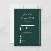 Emerald Green Monogram Wedding RSVP Card Karte (Rückseite)