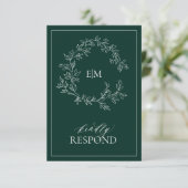 Emerald Green Monogram Wedding RSVP Card Karte (Stehend Vorderseite)