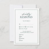 Emerald Green Monogram Wedding RSVP Card Karte (Rückseite)