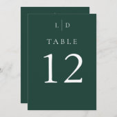 Emerald Green Monogram Wedding Tischnummern (Vorne/Hinten)