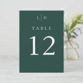 Emerald Green Monogram Wedding Tischnummern (Stehend Vorderseite)