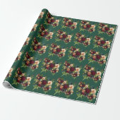 Emerald green Moody Floral Burgundy Wedding Geschenkpapier (Ungerollt)