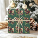 Emerald green Moody Floral Burgundy Wedding Geschenkpapier<br><div class="desc">#zazzlemade</div>