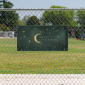 Emerald Green Moon Stars Midnight Blue Banner (InSitu)