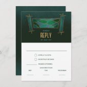 Emerald Green Mosaic Torah Scroll Response Card Einladung (Vorne/Hinten)