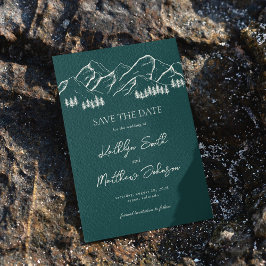 Emerald Green Mountain Pine Tree Hochzeit im Freie Save The Date