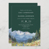 Emerald Green Mountain Wildflower Floral Wedding Einladung (Vorne/Hinten)