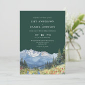 Emerald Green Mountain Wildflower Photo Wedding Einladung (Stehend Vorderseite)