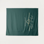 Emerald Green Mr. & Mrs. Wedding Backdrop Wandteppich (Vorderseite (Horizontal))