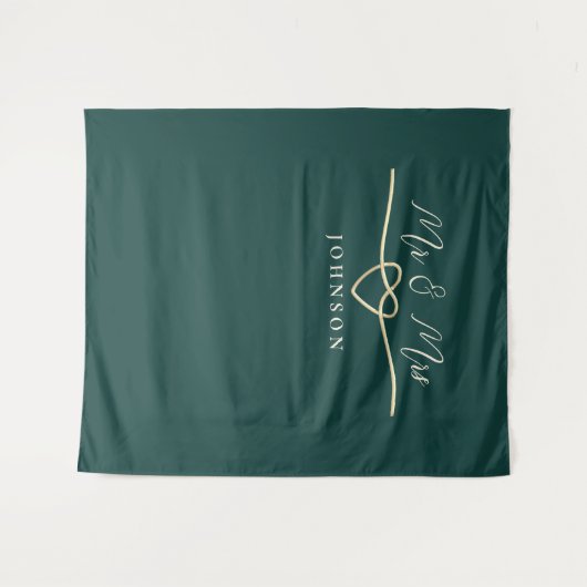Emerald Green Mr. & Mrs. Wedding Backdrop Wandteppich (Vorderseite (Horizontal))