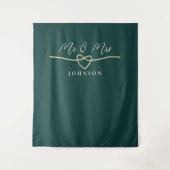 Emerald Green Mr. & Mrs. Wedding Backdrop Wandteppich (Vorderseite)