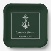Emerald Green Nautical Anchor Wedding Paper Teller (Vorderseite)
