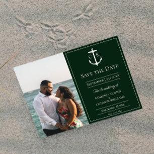 Emerald Green Nautical Monogram Foto Save The Date