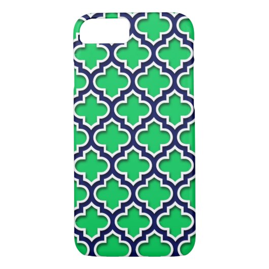 Emerald Green Navy White marokkanisches Quatrefoli Case-Mate iPhone Hülle (Rückseite)