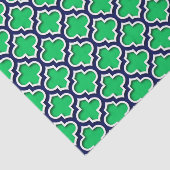 Emerald Green Navy White marokkanisches Quatrefoli Seidenpapier (Ausschnitt)