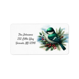 Emerald Green Nesting Bird Holiday New Address Adressaufkleber