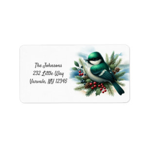 Emerald Green Nesting Bird Holiday New Address Adressaufkleber