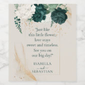 Emerald Green Neutral Cream roses wedding couple Weinetikett (Einzelnes Label)