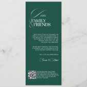Emerald Green Old Money Wedding Dinner Menu Card Menükarte (Rückseite)