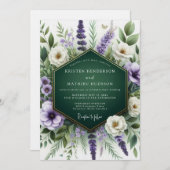 Emerald Green Organic Meadow Wedding Einladung (Vorne/Hinten)