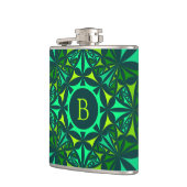 Emerald Green Ornate Kaleidoscope Monogram Flachmann (Links)