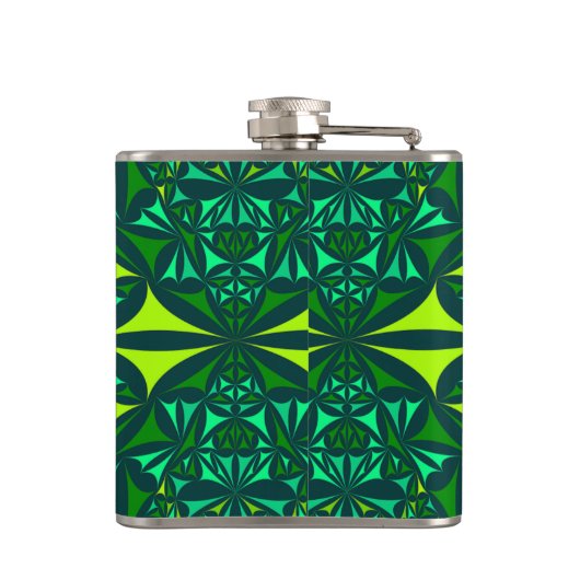 Emerald Green Ornate Kaleidoscope Monogram Flachmann (Rückseite)