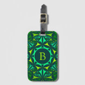 Emerald Green Ornate Kaleidoscope Monogram Gepäckanhänger (Vorderseite Vertikal)