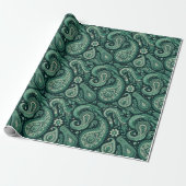 Emerald Green Paisley Geschenkpapier (Ungerollt)