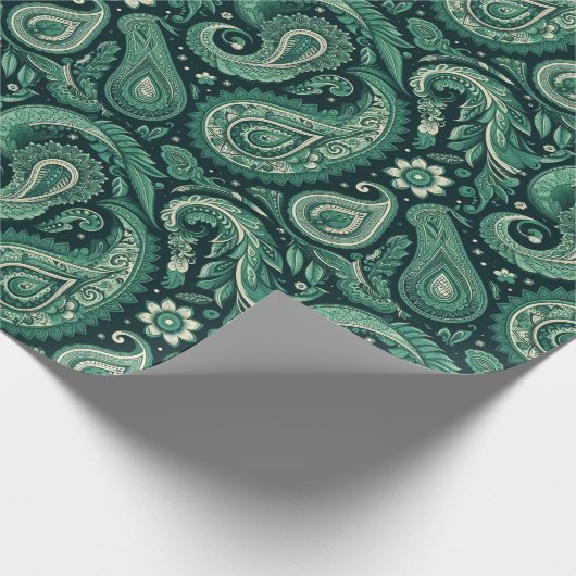 Emerald Green Paisley Geschenkpapier (Ecke)