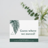 Emerald Green Palm Leaf Fun Florida Neue Adresse Ankündigungspostkarte (Stehend Vorderseite)