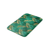 Emerald Green Palm Leaf Hell Goldener Dschungel Badematte (Schrägansicht)
